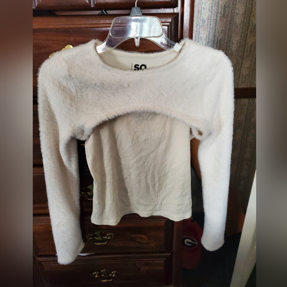 White Fuzzy Bolero Shrug